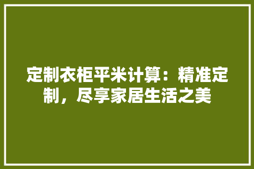 定制衣柜平米计算：精准定制，尽享家居生活之美 现代风格装饰
