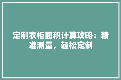 定制衣柜面积计算攻略：精准测量，轻松定制 现代风格装饰