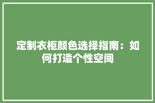 定制衣柜颜色选择指南：如何打造个性空间 现代风格装饰