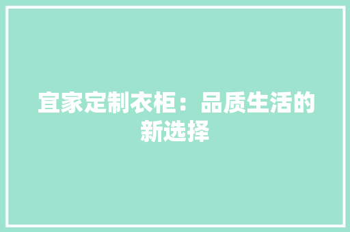 宜家定制衣柜：品质生活的新选择 现代风格装饰