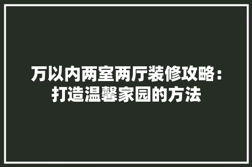 万以内两室两厅装修攻略：打造温馨家园的方法