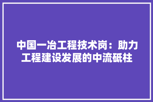 中国一冶工程技术岗：助力工程建设发展的中流砥柱 家居装修