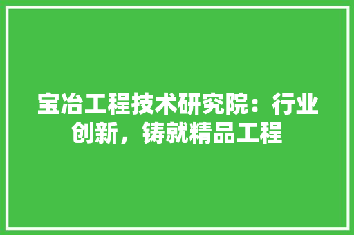 宝冶工程技术研究院：行业创新，铸就精品工程 现代风格装饰
