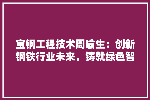 宝钢工程技术周瑜生：创新钢铁行业未来，铸就绿色智慧新篇章