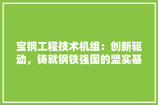 宝钢工程技术机组：创新驱动，铸就钢铁强国的坚实基石 现代风格装饰