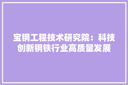 宝钢工程技术研究院：科技创新钢铁行业高质量发展 现代风格装饰