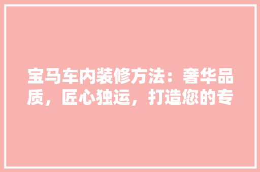 宝马车内装修方法：奢华品质，匠心独运，打造您的专属移动宫殿 现代风格装饰