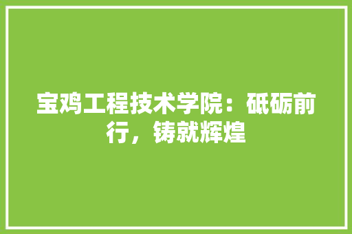 宝鸡工程技术学院：砥砺前行，铸就辉煌 现代风格装饰