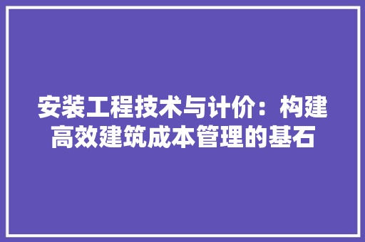 安装工程技术与计价：构建高效建筑成本管理的基石 现代风格装饰