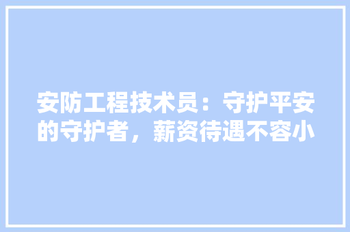 安防工程技术员：守护平安的守护者，薪资待遇不容小觑 现代风格装饰
