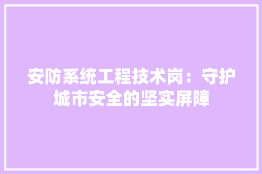 安防系统工程技术岗：守护城市安全的坚实屏障 现代风格装饰