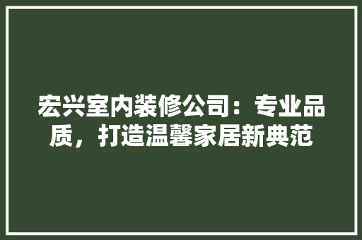 宏兴室内装修公司：专业品质，打造温馨家居新典范 现代风格装饰