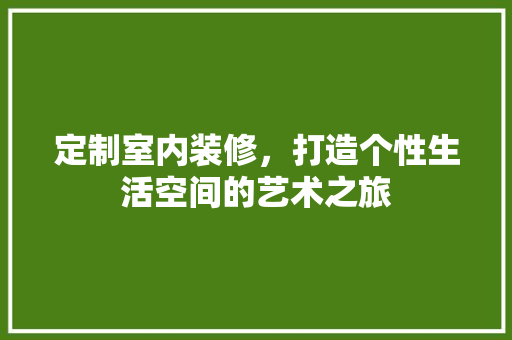 定制室内装修，打造个性生活空间的艺术之旅 现代风格装饰