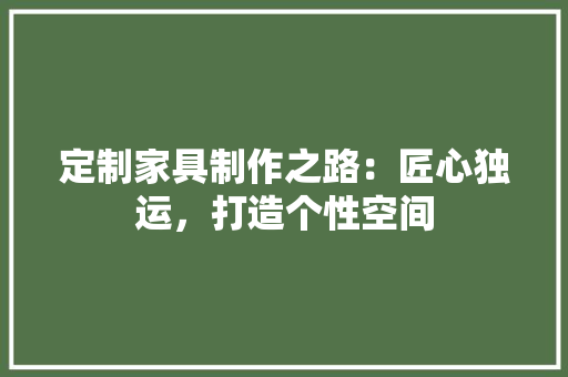 定制家具制作之路：匠心独运，打造个性空间 现代风格装饰