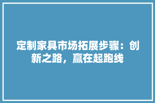 定制家具市场拓展步骤：创新之路，赢在起跑线 现代风格装饰