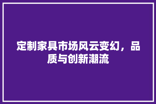 定制家具市场风云变幻，品质与创新潮流 现代风格装饰