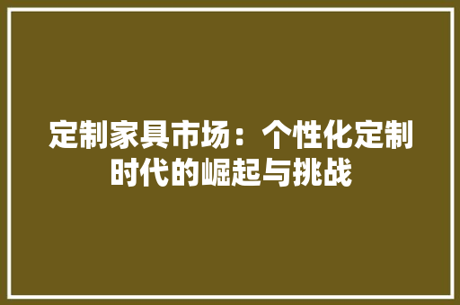 定制家具市场：个性化定制时代的崛起与挑战 现代风格装饰