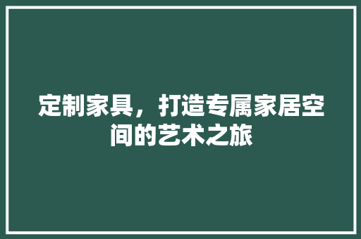 定制家具，打造专属家居空间的艺术之旅 现代风格装饰