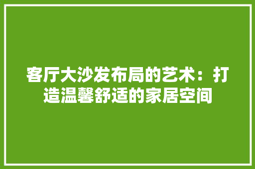 客厅大沙发布局的艺术：打造温馨舒适的家居空间 现代风格装饰