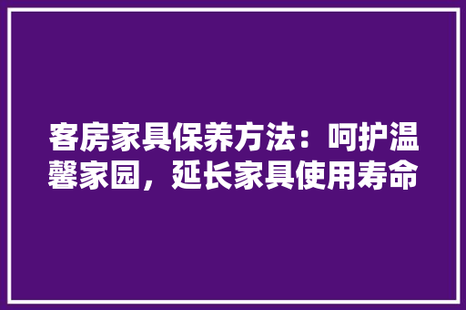 客房家具保养方法：呵护温馨家园，延长家具使用寿命 现代风格装饰