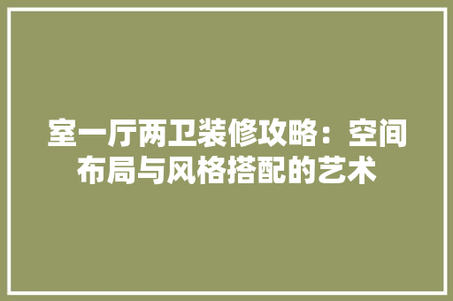 室一厅两卫装修攻略：空间布局与风格搭配的艺术 现代风格装饰