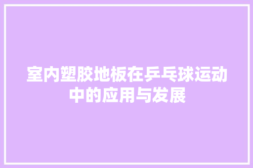 室内塑胶地板在乒乓球运动中的应用与发展 现代风格装饰