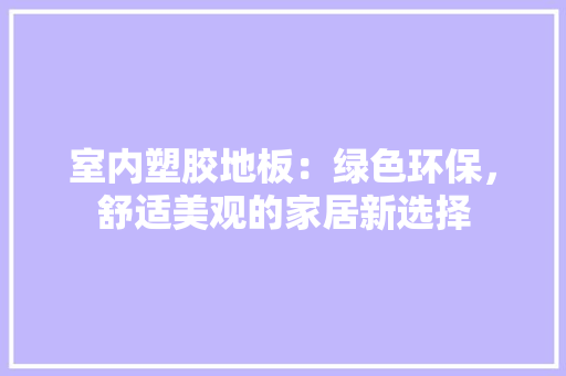 室内塑胶地板：绿色环保，舒适美观的家居新选择 现代风格装饰