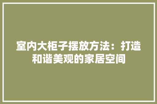 室内大柜子摆放方法：打造和谐美观的家居空间 现代风格装饰