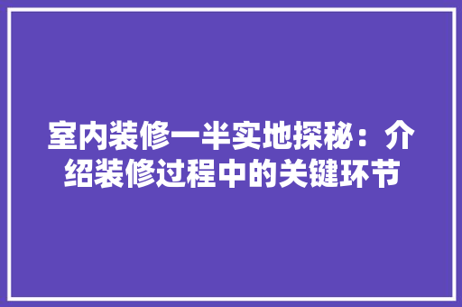 室内装修一半实地探秘：介绍装修过程中的关键环节 现代风格装饰