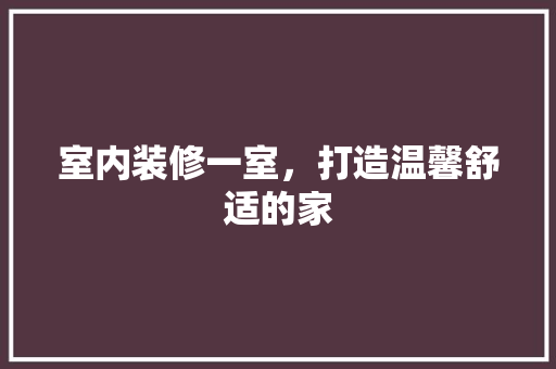 室内装修一室，打造温馨舒适的家 现代风格装饰