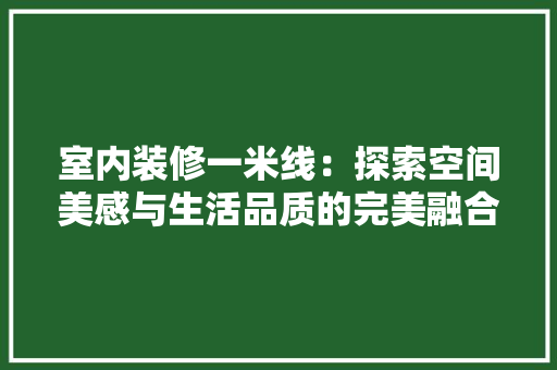 室内装修一米线：探索空间美感与生活品质的完美融合