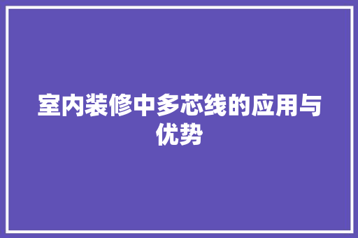室内装修中多芯线的应用与优势 现代风格装饰