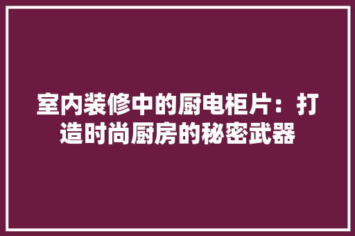 室内装修中的厨电柜片：打造时尚厨房的秘密武器 现代风格装饰