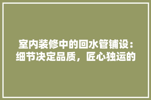 室内装修中的回水管铺设：细节决定品质，匠心独运的艺术 现代风格装饰
