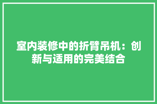 室内装修中的折臂吊机：创新与适用的完美结合 现代风格装饰