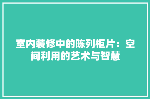 室内装修中的陈列柜片：空间利用的艺术与智慧 现代风格装饰