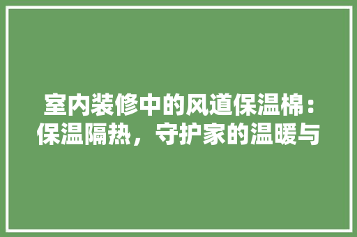 室内装修中的风道保温棉：保温隔热，守护家的温暖与宁静 现代风格装饰