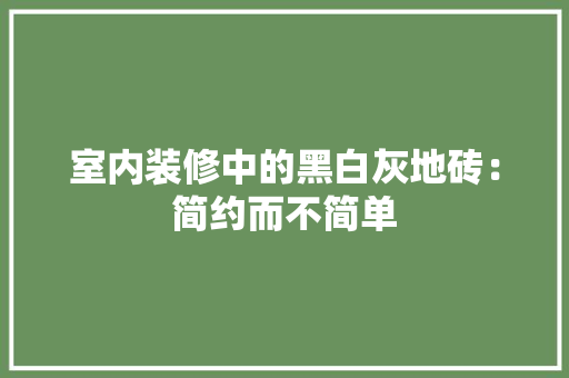 室内装修中的黑白灰地砖：简约而不简单 现代风格装饰