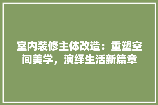 室内装修主体改造：重塑空间美学，演绎生活新篇章