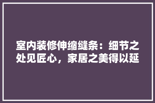 室内装修伸缩缝条：细节之处见匠心，家居之美得以延续 现代风格装饰