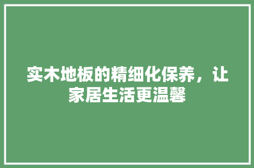 实木地板的精细化保养，让家居生活更温馨 现代风格装饰