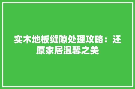 实木地板缝隙处理攻略：还原家居温馨之美 现代风格装饰