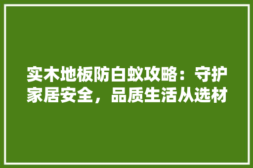 实木地板防白蚁攻略：守护家居安全，品质生活从选材开始 现代风格装饰
