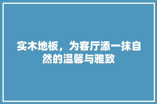 实木地板，为客厅添一抹自然的温馨与雅致 现代风格装饰