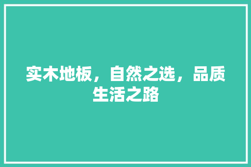 实木地板，自然之选，品质生活之路 现代风格装饰