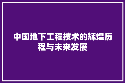 中国地下工程技术的辉煌历程与未来发展 家居装修
