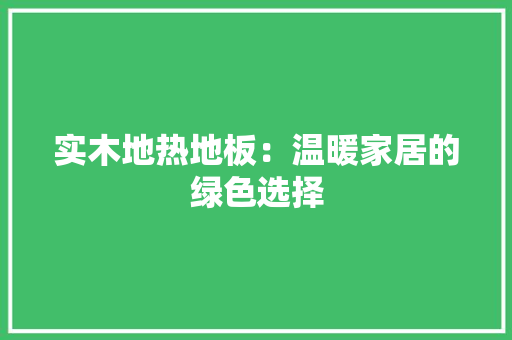 实木地热地板：温暖家居的绿色选择 现代风格装饰