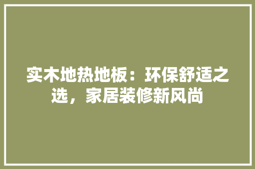 实木地热地板：环保舒适之选，家居装修新风尚 现代风格装饰