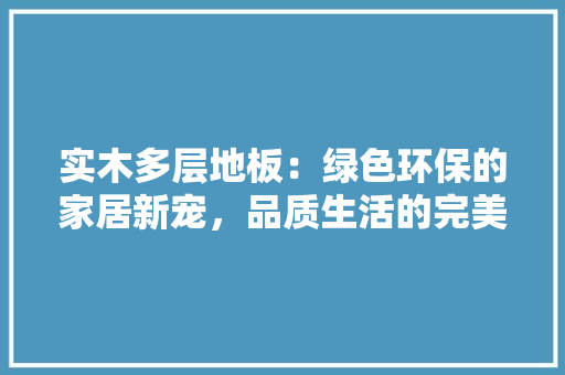 实木多层地板：绿色环保的家居新宠，品质生活的完美选择 现代风格装饰