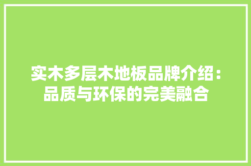 实木多层木地板品牌介绍：品质与环保的完美融合 现代风格装饰